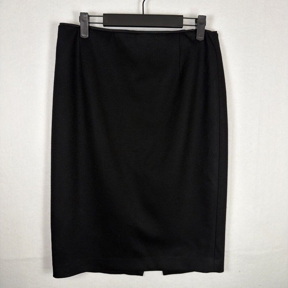 Tahari Womens Size 8 Black Wool Blend Pencil Skirt Knee Length Straight Workwear